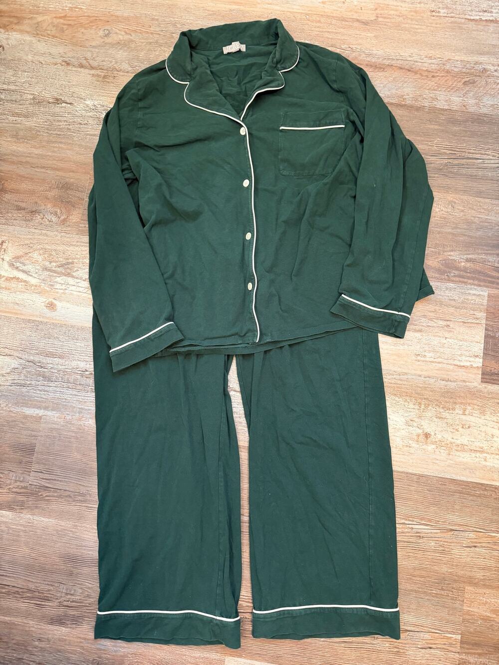 J.Crew Dreamy cotton-blend pajama pant set in green size XL GUC